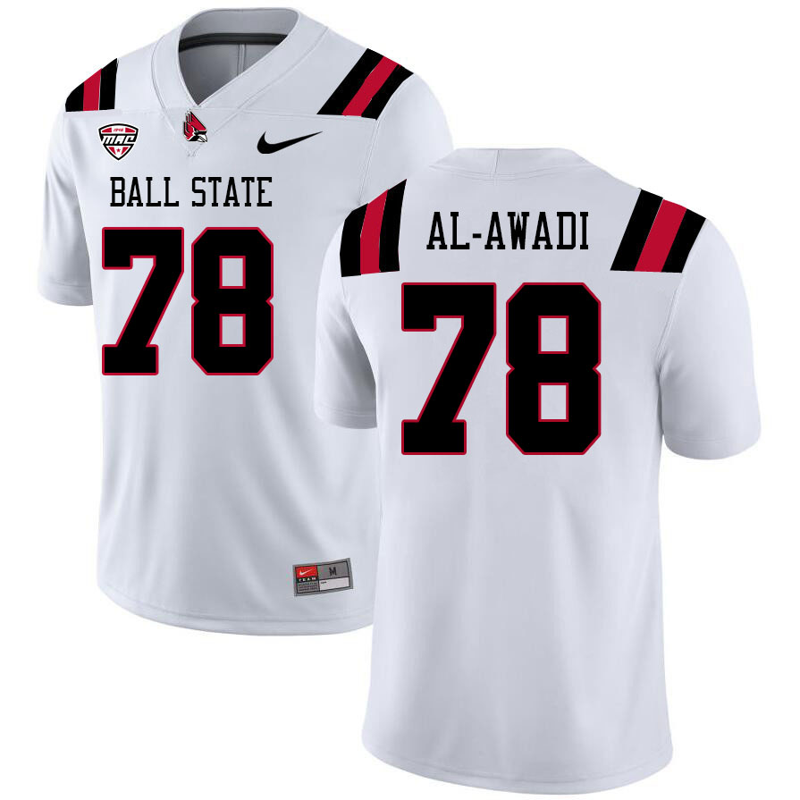 Ball State Cardinals #78 Yaser Al-Awadi College Football Jerseys Stitched-White